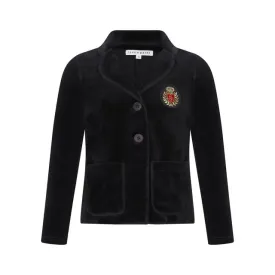 Black Velour Emblem Blazer