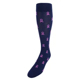 Breast Cancer Awareness Over The Calf Mercerized Cotton Socks