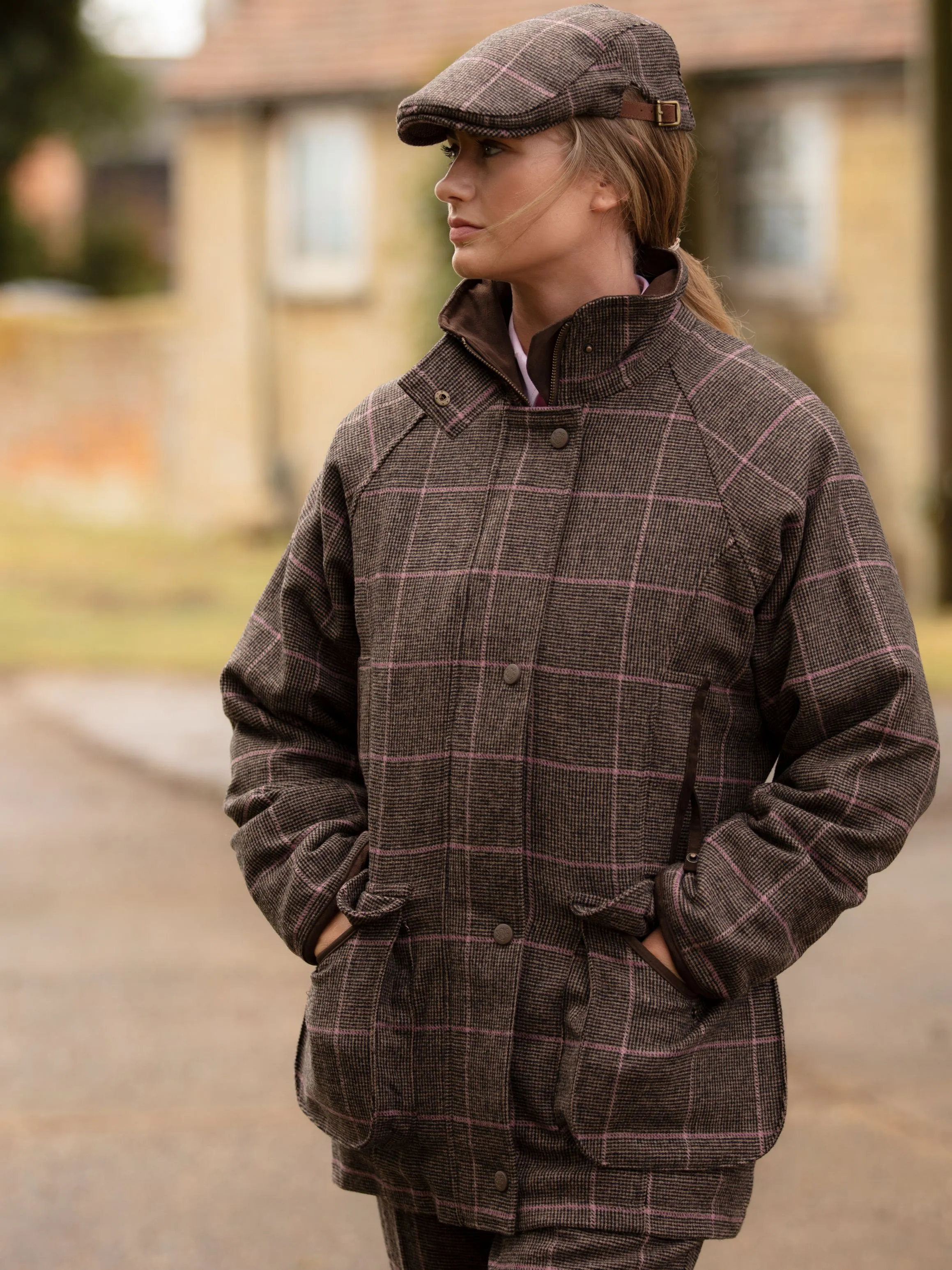 Combrook Ladies Tweed Shooting Coat In Ebony - Shooting Fit