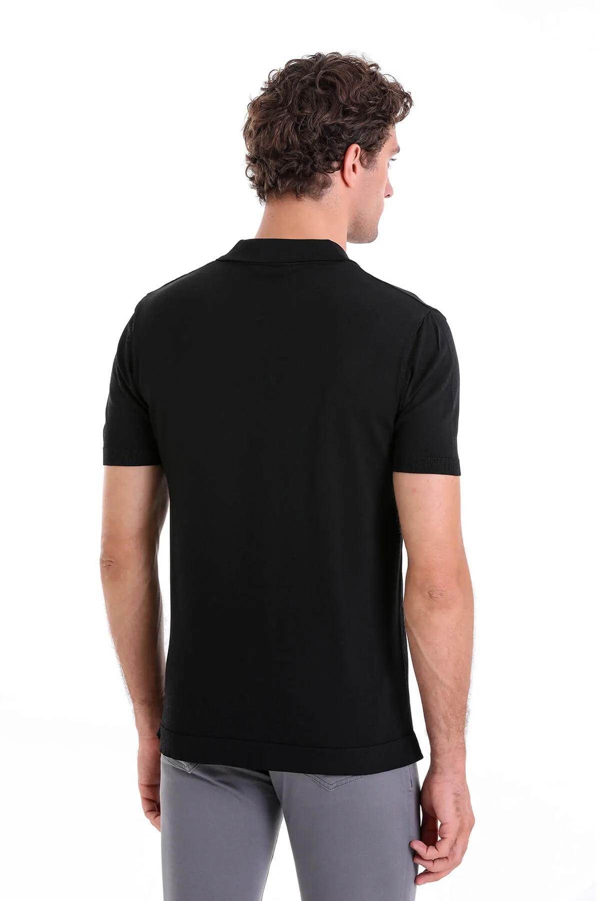 Comfort Fit Basic Black Polo T-Shirt