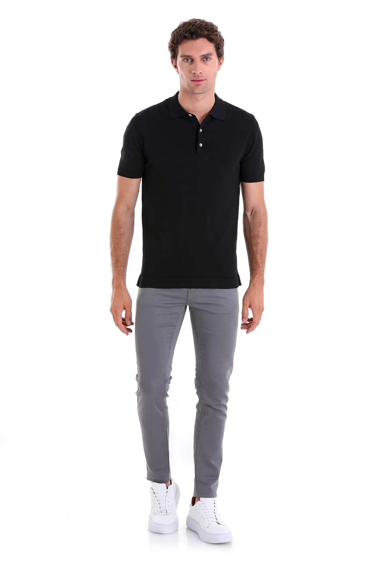 Comfort Fit Basic Black Polo T-Shirt