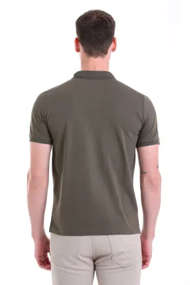 Comfort Fit Basic Plain 100% Cotton Khaki Polo T-Shirt