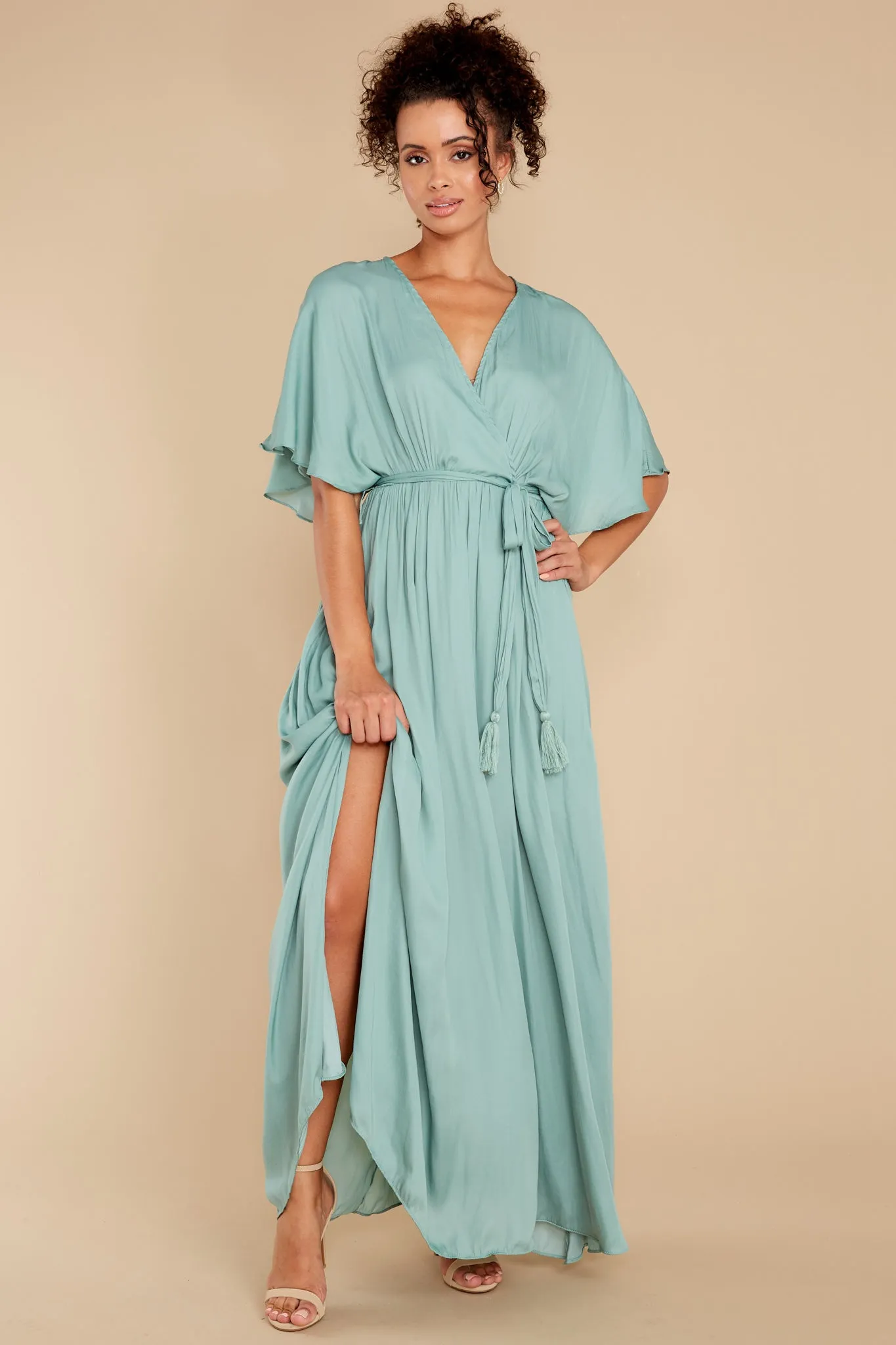 Cross My Heart Dusted Jade Maxi Dress