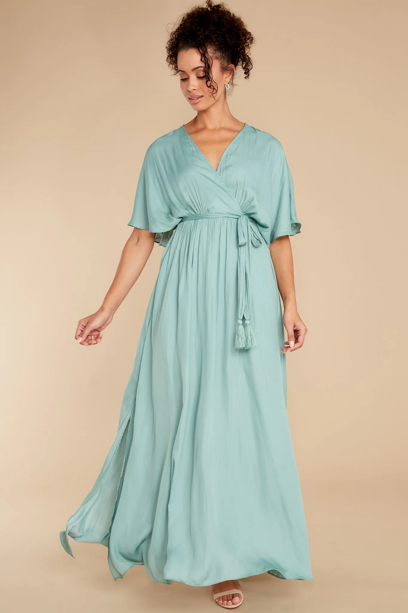 Cross My Heart Dusted Jade Maxi Dress