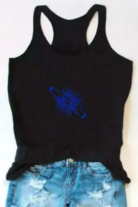 High Blue Tank Top In Black