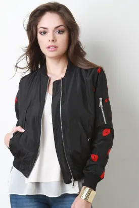 Kisses Zip Up Bomber Jacket