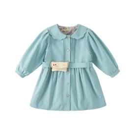 Mini Purse Belted Girl Blue Outdoor Windbreaker Trench Coat