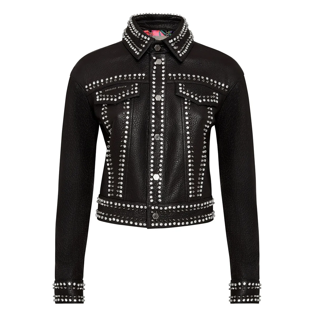 Philipp Plein Studs Skull Leather Jacket Size S