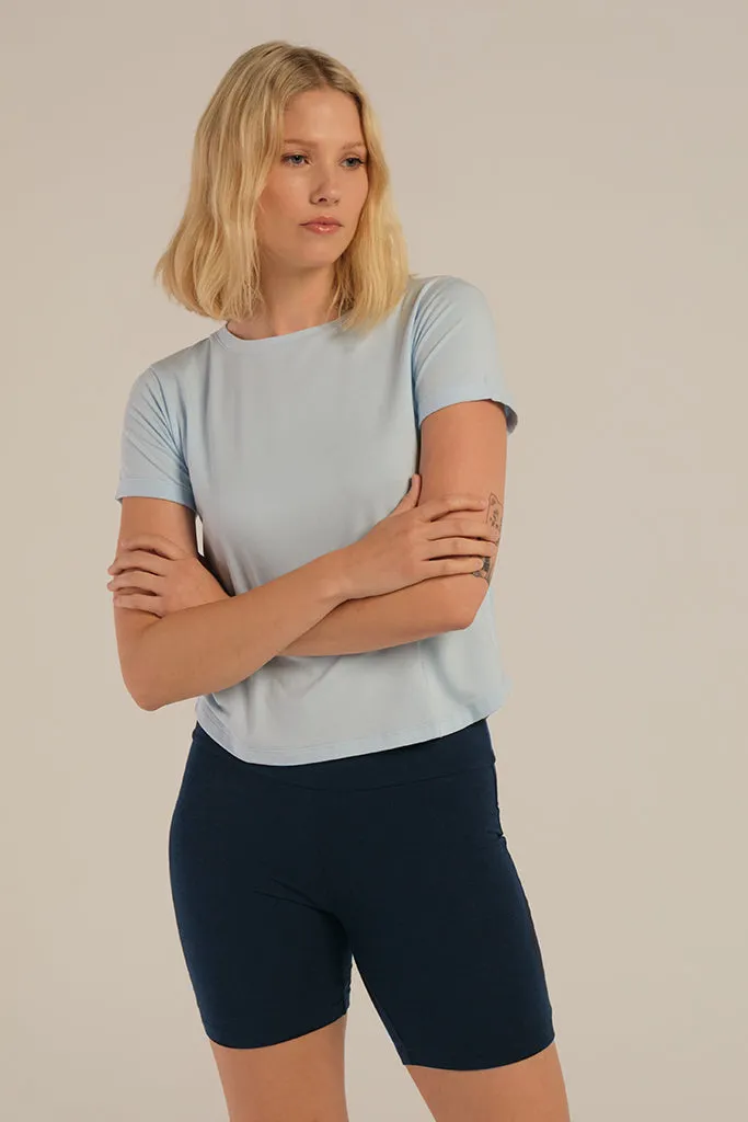 Shorter Bamboo Tee - Powder Blue