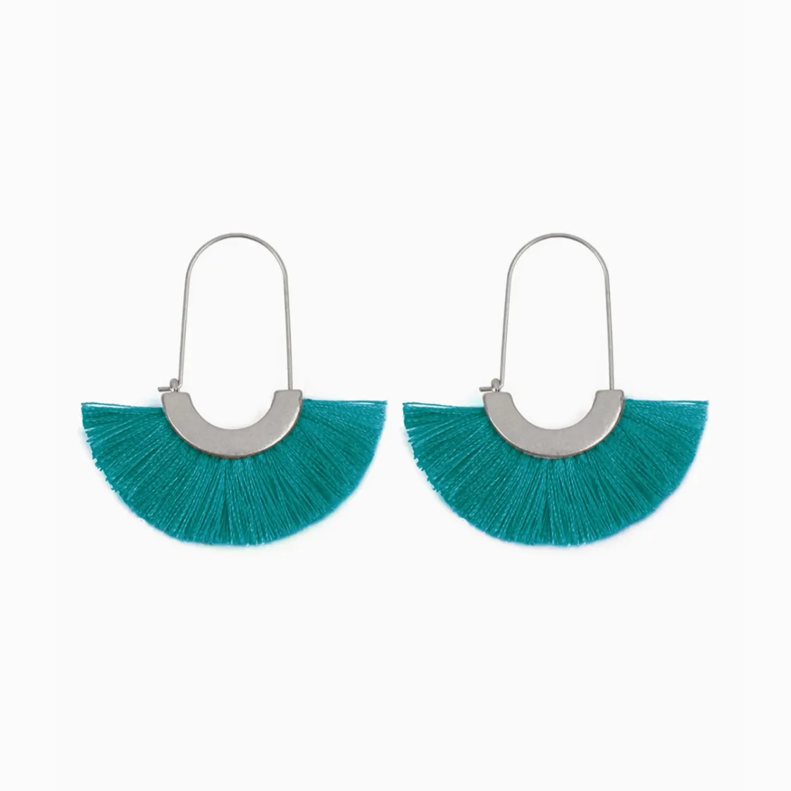 Tassel Talk Fan Shape Drop Hoop Earrings