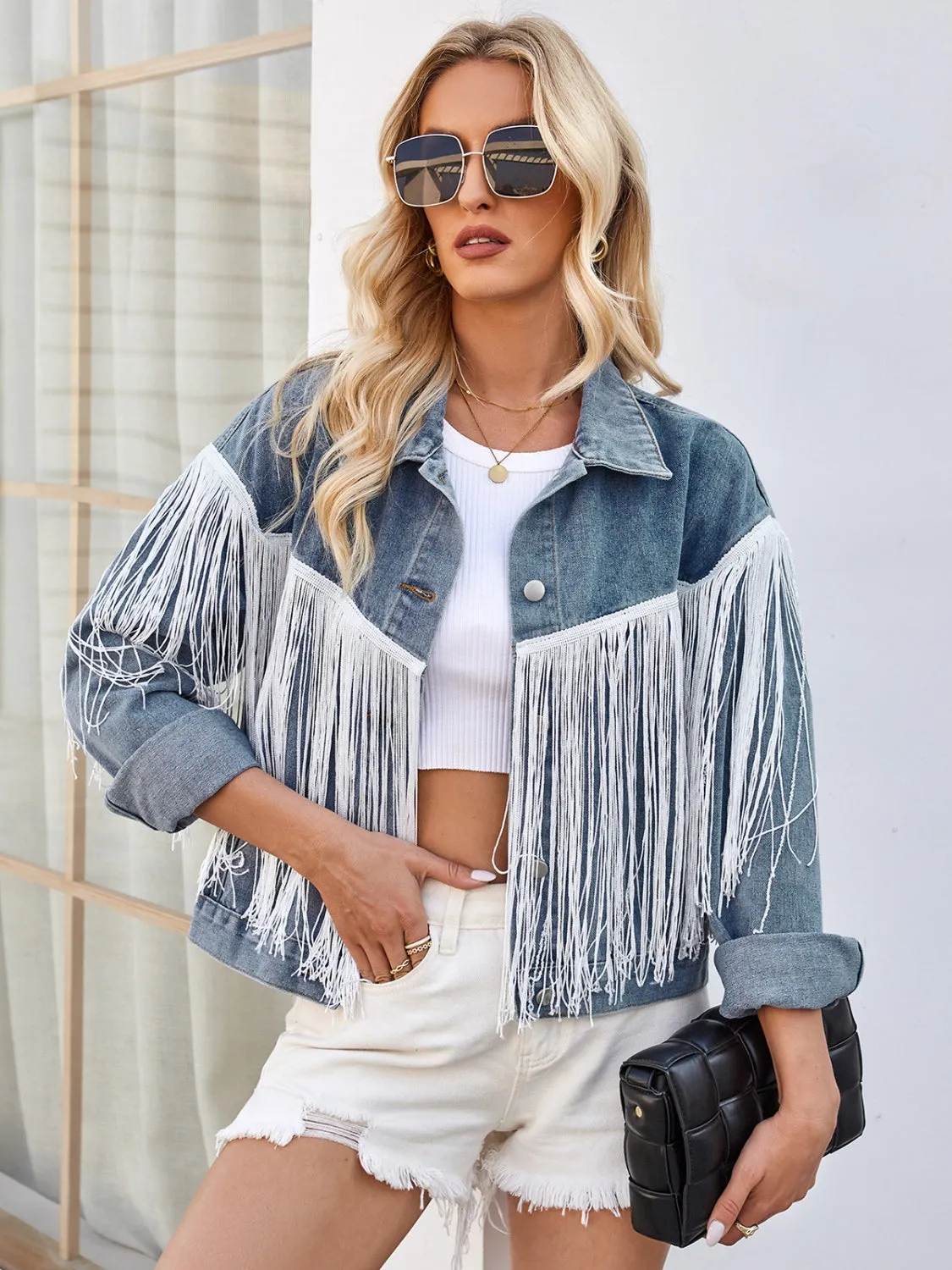 TEEK - Tassel Button Up Denim Jacket